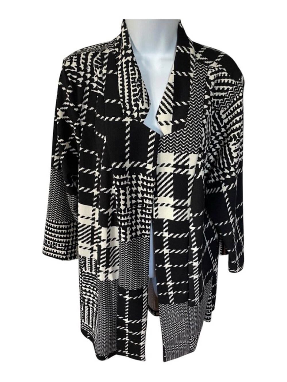 Poppy & Bluebird Open Front Cardigan One Size Black Ivory